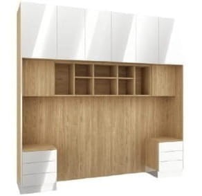 Baza do łóżka, ze stolikami  biały połysk -Sleep Varia